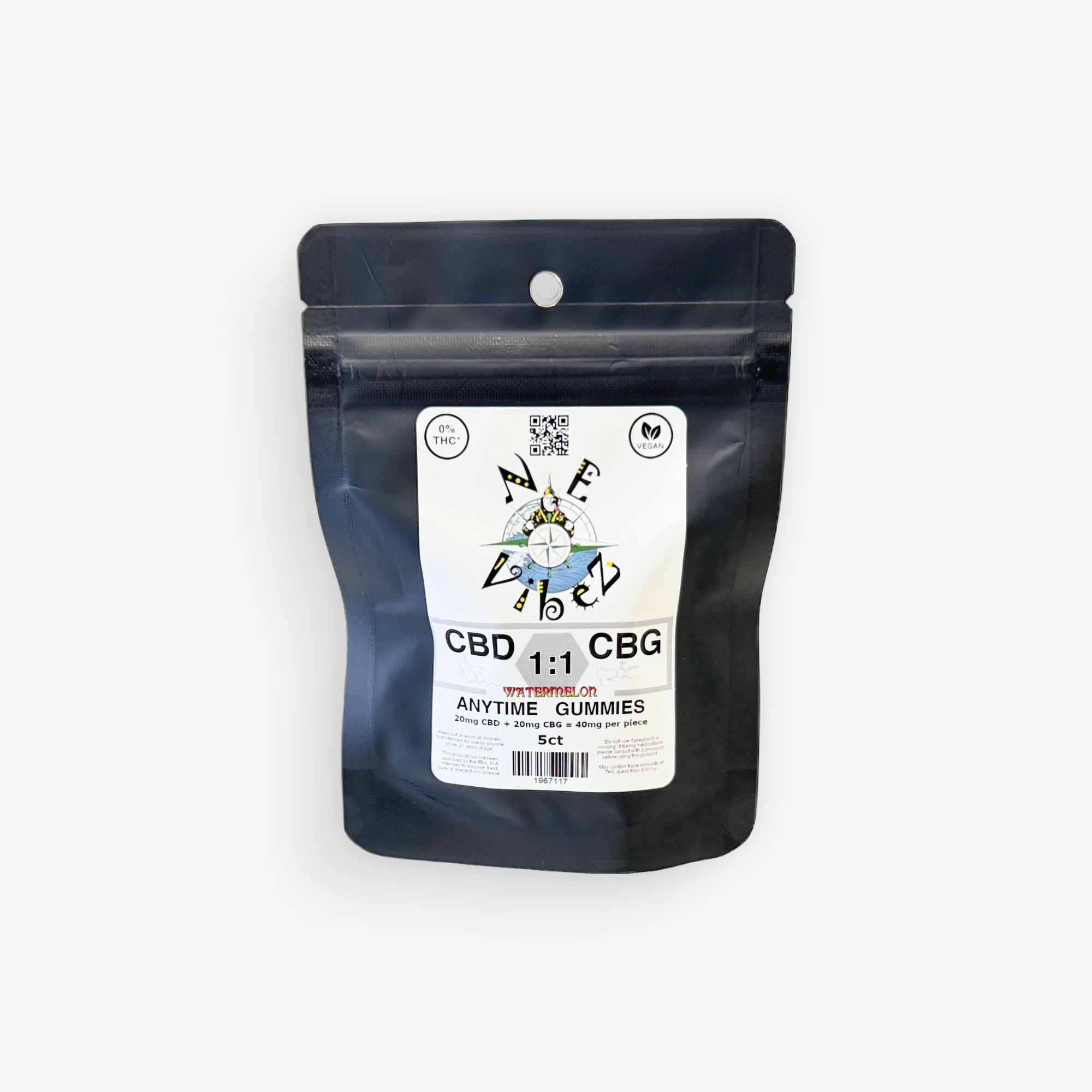 N.E. Vibez - Anytime Gummies 1:1 20mg CBG + 20mg CBD